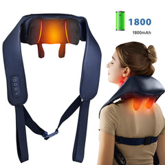 4D Deep Kneading Neck & Shoulder Massager with Heat — Shiatsu Massage Device for Pain Relief & Relaxation