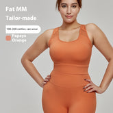 Premium Plus Size Mesh Yoga Top - Breathable Sports Bra Papaya Orange