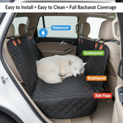 Heavy Duty Dog Car Seat Cover with Side Flaps, Waterproof Pet Back Seat Cover, Non-Slip Scratchproof Dog Hammock for Cars, Trucks and SUVs