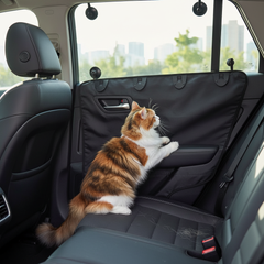 Pet Car Door Protector 77×64cm – Grey Waterproof Dog Barrier with Storage Pocket, Prevents Pets Jumping Out, Universal Fit for Cars, SUVs & Trucks