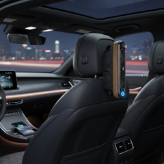 Black and Wood grain pattern Car Seat Back Headrest Fan USB Powered Dual Turbine Bladeless Cooling Fan with 3 Speeds