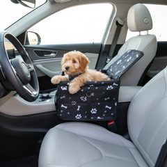 Black bone print Portable Pet Car Seat for Dogs and Cats - Adjustable Car Seat Cover, Pet Travel Car Carrier with Safety Belt