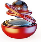 Red Solar-Powered Rotating Car Air Freshener: Space-Themed Dashboard Decor with Ocean Scent & 16 Cologne Pads