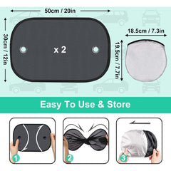 Baby Car Sun Shade, Car Window Sun Shade For Kids, Car Sun Protection Net, Uv/Heat Protection, Storage Bag Included, 50