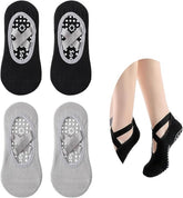 Yoga Socks (2 pairs) - Non-slip socks - Women's non-slip yoga socks - Sizes 35-41 - Women's Pilates socks, non-slip - Fitness non-slip - Suitable for Pilates, Dance, Fitness