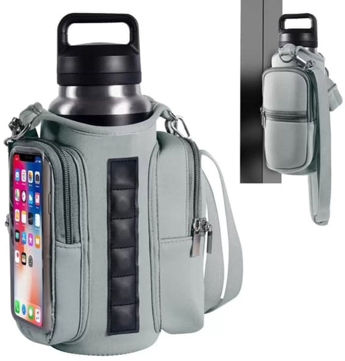 Magnetic Sports Bag with Adjustable Shoulder Strap - Includes Water Bottle Holder and Pocket - for Sports, Workouts, Travel & Work(Gray)