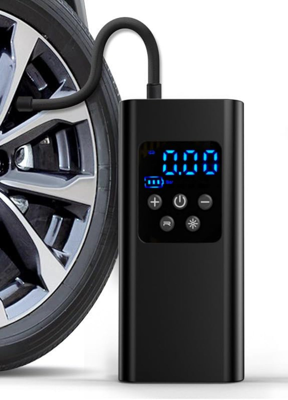 Bicycle pump - Portable digital air pump for cars, handy and wirelessly rechargeable, suitable for motorcycles, bicycles, boats and car tires.