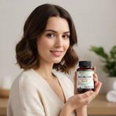 Bottle of NutraNourished Fossil Shell Flour capsules on a white background