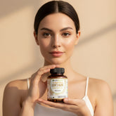 Bottle of NutraNourished Lion's Mane mushroom powder capsules on a white background