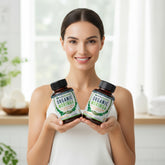 Two bottles of NutraNourished Organic Moringa on a white background