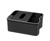 Black Car Armrest Storage Box with LED Ambient Light - Multifunctional Tissue Holder & Organizer for Car Interior