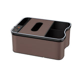 Mocha Brown Car Armrest Storage Box with LED Ambient Light - Multifunctional Tissue Holder & Organizer for Car Interior