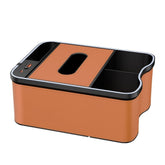 Orange Car Armrest Storage Box with LED Ambient Light - Multifunctional Tissue Holder & Organizer for Car Interior
