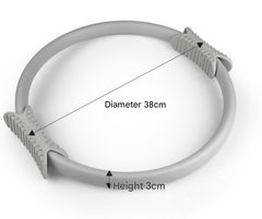 2 PCS Grey 38cm Pilates Ring Circle with Comfort Foam Handles for Core & Muscle Toning