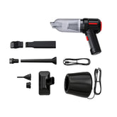 3-in-1 Car Vacuum Cleaner with Blowing, Suction, and Dust Extraction - 2 x 2000mAh Rechargeable Batteries, Includes Floor Brush and Car Charger