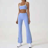 Blue Flared Leggings & Sports Bra Set - Breathable & Stretchy Activewear for Yoga, Running & Gym Workouts Size L