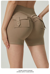 Black High-Waisted Yoga Shorts with Pockets for Women - Butt-Lifting, Breathable, and Comfortable Activewear M