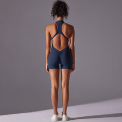 Size M Dark Blue High-Impact Seamless Bodysuit - Nude Feel Yoga & Fitness Romper