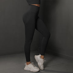 Size L Black Seamless High-Waisted Yoga Pants for Women - Lift Workout Leggings for Running, Gym, and Fitness