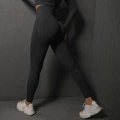 Size L Black Seamless High-Waisted Yoga Pants for Women - Lift Workout Leggings for Running, Gym, and Fitness