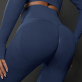Size S Navy Blue Seamless High-Waisted Yoga Pants for Women - Lift Workout Leggings for Running, Gym, and Fitness