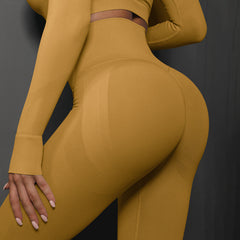 Size S Yellow Seamless High-Waisted Yoga Pants for Women - Lift Workout Leggings for Running, Gym, and Fitness