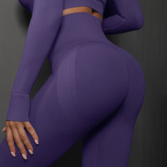 Size S Dark Purple Seamless High-Waisted Yoga Pants for Women - Lift Workout Leggings for Running, Gym, and Fitness
