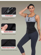 Size 4XL Black Womens Sweat-Enhancing Waist Trainer Belt - Dual Strap Zipper Tummy Control Cincher for Workout & Postpartum Shaping