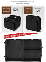 Blue and Black Heavy Duty Collapsible Car Boot Organiser - Large 65L Waterproof Trunk Storage Box with Compartments for SUV & Car