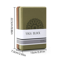 Olive Green/Brown High-Density EVA Foam Yoga Block for Support & Stability - Lightweight Non-Slip Brick for Yoga, Pilates & Stretching