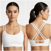 S Size White Elegant Sexy Criss-Cross Back Sports Bra for Women - High Support & Anti-Shock, Wire-Free Yoga Crop Top with X-Shape Fine Strap