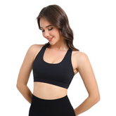 2-Pack Black High-Support Shockproof Sports Bra(S Size) - Women's Backless Yoga Running Vest with Naked-Feel Comfort (Padded & Wire-Free)