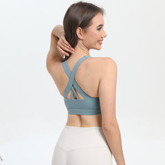 2-Pack Blue High-Support Shockproof Sports Bra(XXL Size) - Women's Backless Yoga Running Vest with Naked-Feel Comfort (Padded & Wire-Free)