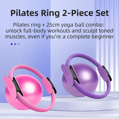Black Professional Pilates Ring & Yoga Ball Set - Multipurpose Home Fitness Equipment for Whole-Body Core Training & Pelvic Floor Strengthening