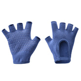 Dark Blue 2-Pack Women's Non-Slip Yoga Gloves - Open Back Half Finger Cotton Stretchy Grip Gloves for Aerial Yoga, Pilates, and Fitness