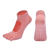 Orange 3-Pack Women's Non-Slip Five-Finger Yoga Socks - Open Back Combed Cotton Pilates & Fitness Grip Socks for Professional Exercise