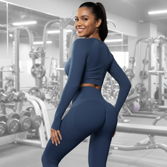 Women's Seamless Butt-Lifting Yoga Leggings | High-Waist Peach Hip Tights Dark Blue