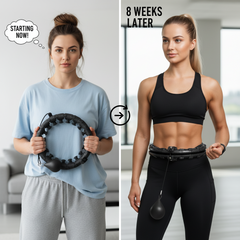 Before and after transformation results with weighted hula hoop exercise - real fitness journey
