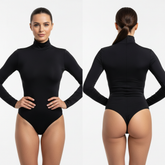 Size S Black Women's Sexy T-Back Bodysuit Thong Leotard - Milk Silk Round Neck Slim Fit Jumpsuit Base Layer