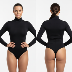 Size S Black Women's Sexy T-Back Bodysuit Thong Leotard - Milk Silk Round Neck Slim Fit Jumpsuit Base Layer