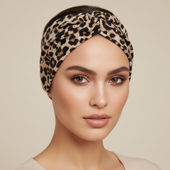 5-PCS Yellow leopard print Women's Extra Wide Turban Headband - Elastic Yoga & Sports Hair Wrap