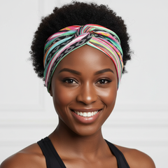 5-PCS Colorful stripes Women's Extra Wide Turban Headband - Elastic Yoga & Sports Hair Wrap
