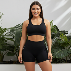 2 pcs High waist black yoga shorts for running, fitness and sports | Tummy control, butt lift, sweat wicking, size S