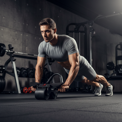 Automatic Rebound Ab Roller with Elbow Support - Double Wheel Core Trainer & Kneeling Mat