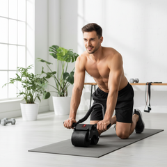 Automatic Rebound Ab Roller with Elbow Support - Double Wheel Core Trainer & Kneeling Mat