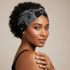 5-PCS Cashew nuts are black Women's Extra Wide Turban Headband - Elastic Yoga & Sports Hair Wrap