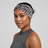 5-PCS Grey leopard print Women's Extra Wide Turban Headband - Elastic Yoga & Sports Hair Wrap