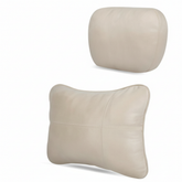 Beige Luxury Eco-Friendly Suede Car Headrest and Lumbar Cushion Set - Ergonomic Support, All-Season Comfort, Adjustable Straps, and Durable Design for Cars, Office, and Home Use