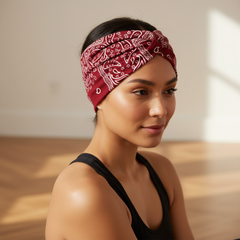 5-PCS Cashew nuts are red Women's Extra Wide Turban Headband - Elastic Yoga & Sports Hair Wrap