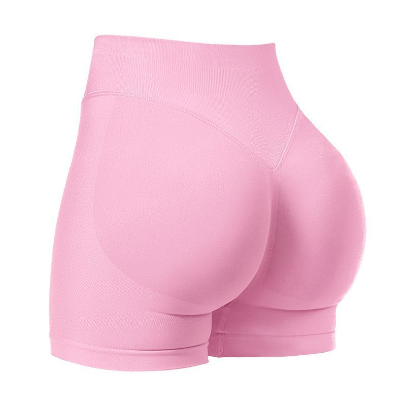 High Waist Yoga Shorts Tight Hip Raise Seamless Quick-drying Pants For Sports Fitness Pink